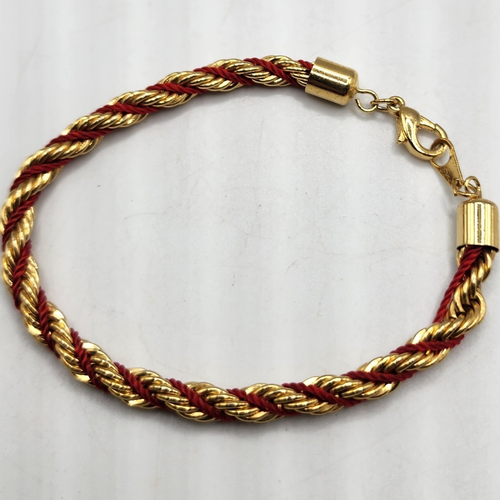 Vintage Red & Gold Twisted Rope Bracelet 7" Inches